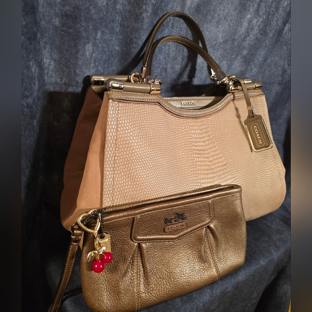 Rare Coach Madison Pinnacle Carrie Satchel And Wristlet - Picture 3 of 15